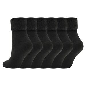Soxy Womens/Ladies Thermal Fleece Socks (Pack of 6) / Black